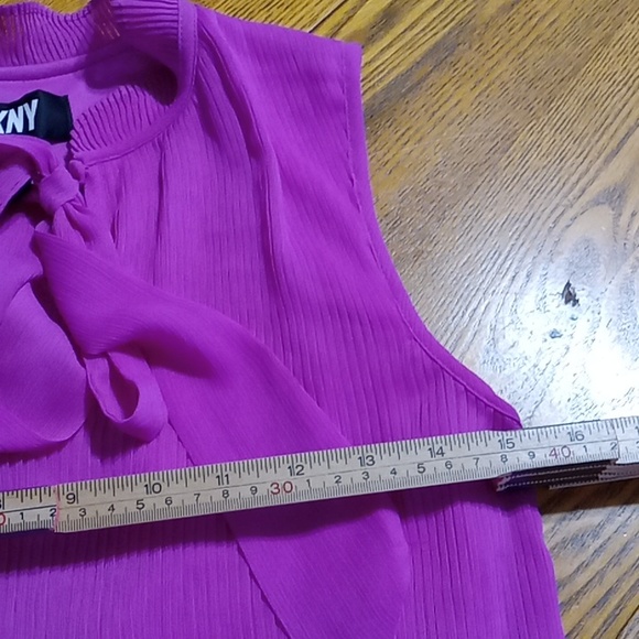 DKNY DRESS Womens 2 PINK MAGENTA PLEATED NEW Casual Party Celebration Cocktail - Picture 7 of 8